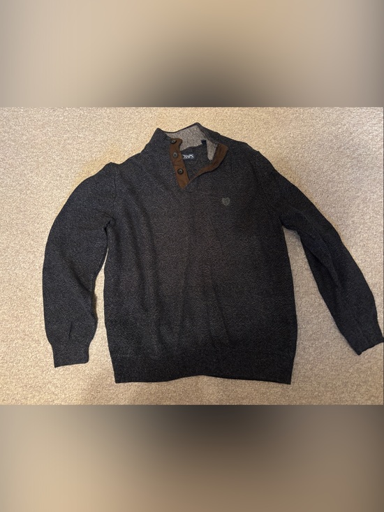 Chaps Other - Chaps Charcoal Knit Henley with Brown Trim